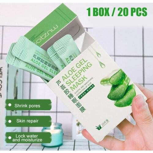 High Quality 20pcs Aloe Gel Sleeping Masque Soothing Repairing Moisturizing Hydrating Shrinking Pores Portable Sleeping Masque