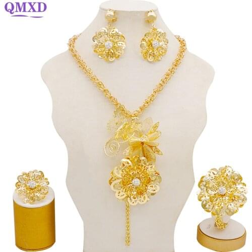 Gold jewelry sets new design for african women necklace wedding jewelry party jewelry sets