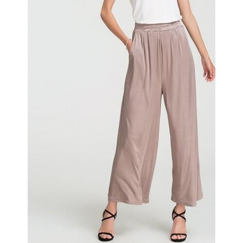Womens 30% Real Silk 70% Viscose Stretchy Loose Type Full Length Pants Trousers XL 2XL 3091