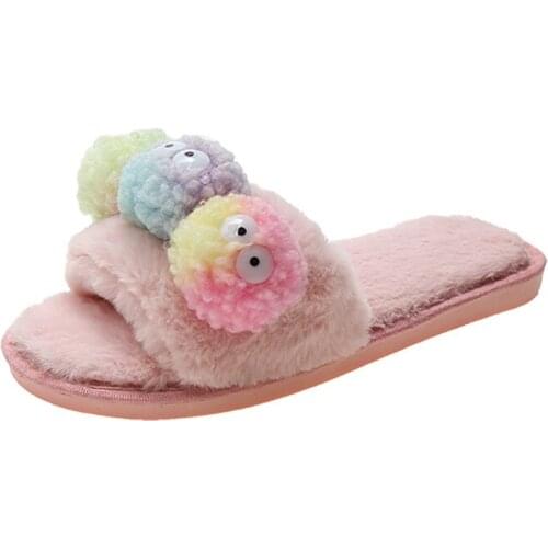Ladies Home Indoor Slippers Autumn/Winter New Korean Style Flat Cotton Slippers Cartoon