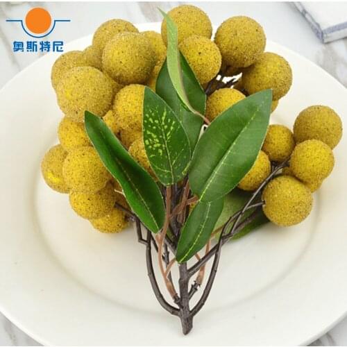 1 bunch 18cm long High imitation fake artificial longan Fruit&artificial longan bunch plastic fake simulated longan fruit model