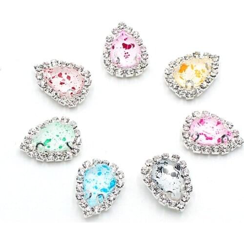 10Pcs 20*15MM Resin Rhinestones Inlaid on Metal Buttons for clothing Sewing Accessories DIY Iadybug Rhinestones for Needlework