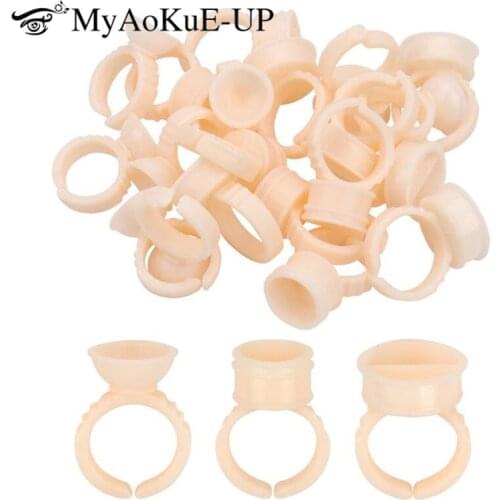 100pcs Glue Ring Tattoo Ink Rings Cup Permanent Makeup Pigment Holder Female Eyebrow Eyelash Extension Glue Divider Fan cup ring