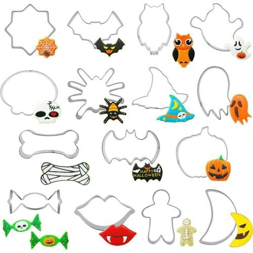 15PCS Halloween Cookie Cutters Stainless Steel Cookie Mold Set Baking Tools for DIY Halloween Biscuit