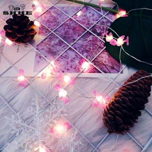 3M 30 LEDs Lighting Strings Flamingo Shape Silver Copper Fairy String Light with AA Battery For Wedding Party Gift Home Decor