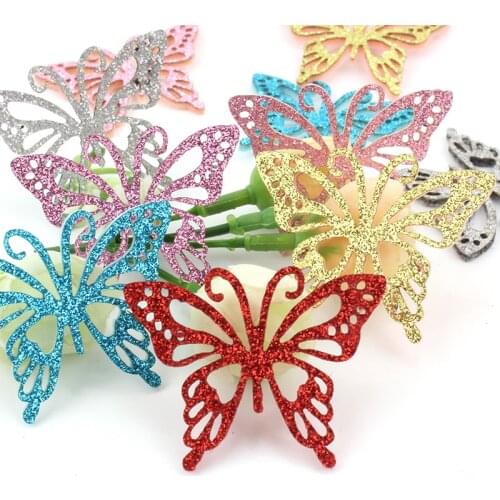 42Pcs 3.5*4.5cm Shiny Hollow-out Butterfly Appliques For DIY Headwear Hairpin Ornaments Crafts Decor Accessories