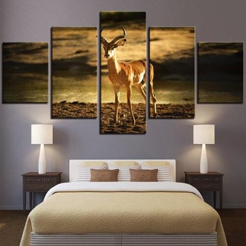 5 Pieces Roe Deer Canvas Painting Animal Posters Forest Pictures Landscape Wallpapers For Home Decor Artwork Modern Frame