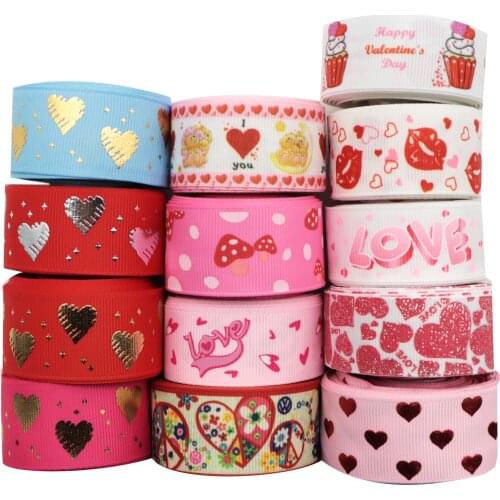 5Yards 25mm/22mm Valentines' Grosgrain Ribbon Fabric Bow-knot DIY Wrapping/Party/Art Sewing Crafts Home Packing Gift,5Yc14947