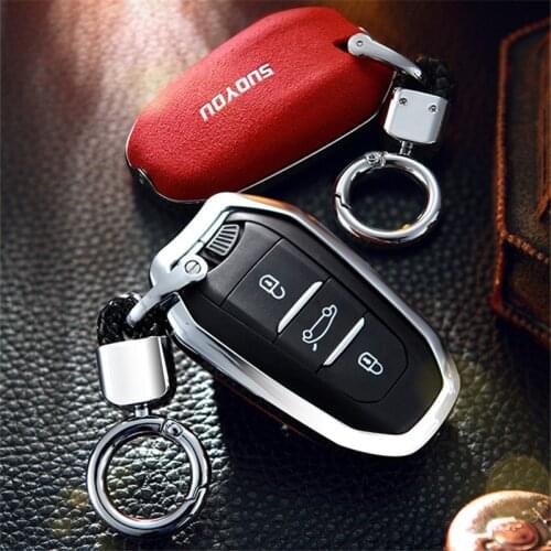 Suede Fur Zinc alloy Car Key Case for Peugeot 301 308 308S 408 2008 3008 4008 5008 508 RCZ, 208, 307 Protector Cover Accessories
