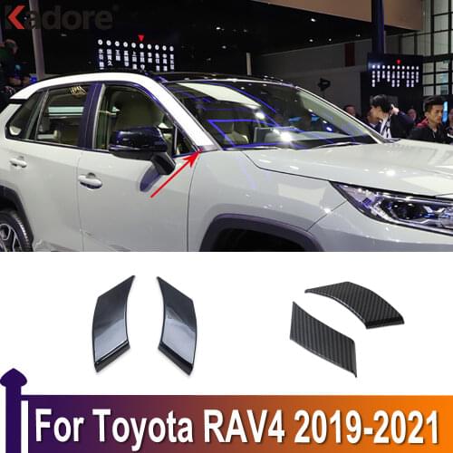 For Toyota RAV4 RAV 4 2019 2020 2021 Carbon Fiber Window A and C pillars Cover Trim Decorative Sticker Car Exterior Accessories