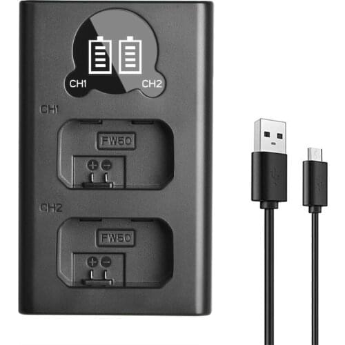 NP-FW50 NP FW50 Camera Battery LED Dual Charger for Sony Alpha a6500 a6300 a6000 a5000 a7 7R a7R a7R II a7II NEX-3 NEX-3N NEX-5