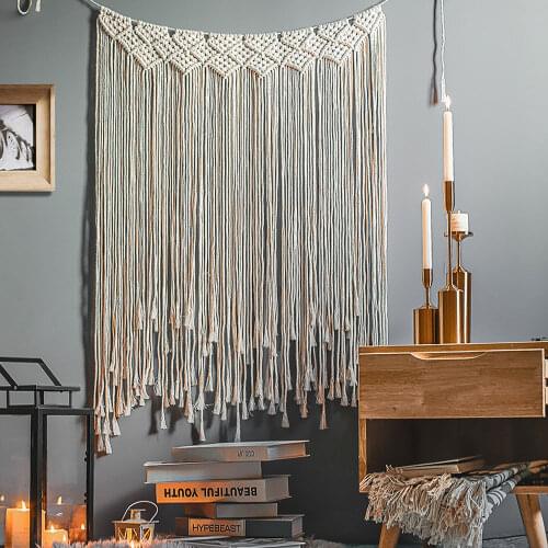 Macrame Tapestry Hand Woven Bohemian Cotton Tapestry For Room Divider Window Door Curtains Wedding Decorate