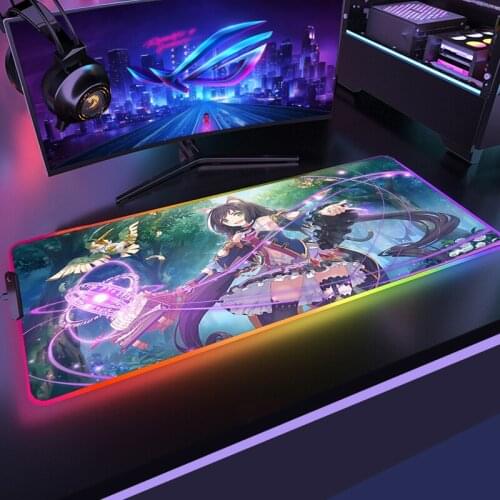 Princess Connect Re Dive RGB Mouse Pad Lighting Accessories Gaming Computer Keyboard Table Mat Mousepad Company For Office Rug