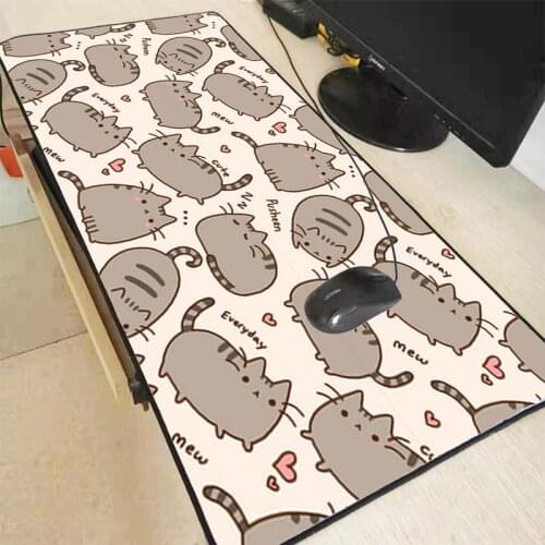 Anime Cute Cat Gaming Mousepad XXL Locking Edge Gamer Laptop PC Keyboard Gaming Accessories Anime Mouse Pad 90x40CM Gaming Desk