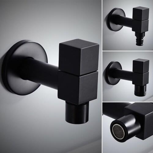 Washing machine faucet Copper Bathroom corner faucet tap Single Cold garden Faucet Black Oil outdoor mixer Small Tap