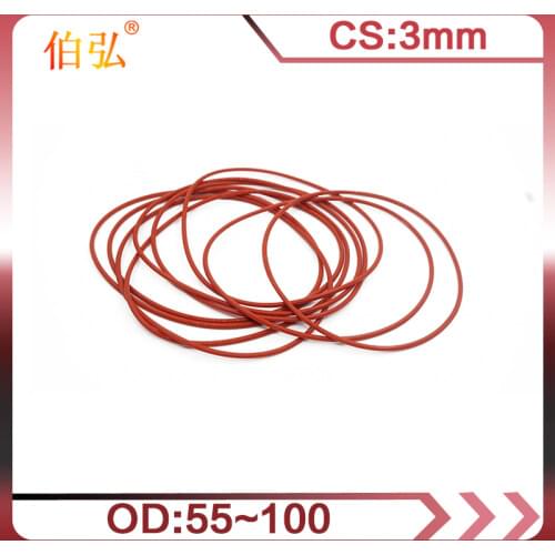 Red Silicon O-Ring 1PC/lot Silicone/VMQ OD55/60/100*3mm Thickness Rubber ring Seal Silicone Sealing Gasket Washer