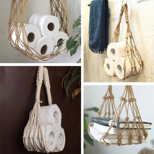Wall Hanging Cotton Rope Storage Bag Home Living Room Roll Paper Magazine Books Holder Magazine Book Storage Hanging Pocket