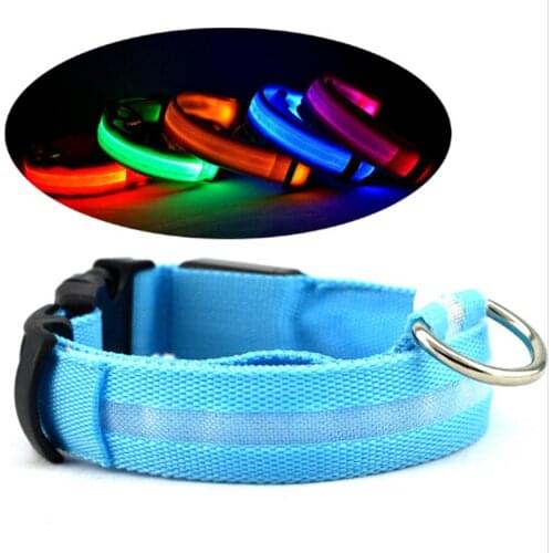 Nylon Pet LED Dog Collar Night Safety LED Flashing Glow LED Pet Supplies Dog Cat Collar Small Dogs Collars with CR2017 Battery