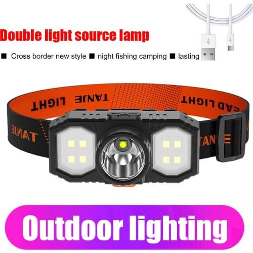Portable mini XPE+COB LED Headlamp USB 150LM Rechargeable Waterproof Lamp Lighting for Camping Working 1200mAh Battery
