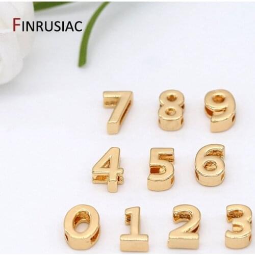 Simple Number 0-9 Number Beads Pendant For Beaded Bracelet Jewelry Making, Gold Plated Handmade DIY Beads Jewelry Accessories