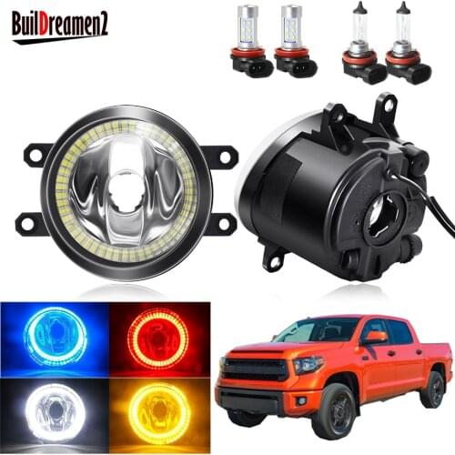 Angel Eye Fog Light Assembly For Toyota Tundra 2014 2015 2016 Car H11 Front Bumper Fog Light With Halo Ring DRL 20W 12V