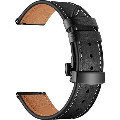 20mm 22mm Italy Genuine Leather Band for Samsung Galaxy Watch 42mm 46mm Gear S2 S3 Bracelet Quick Release Pins Butterfly Buckle