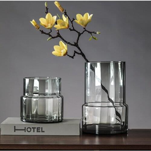 American light luxury vase glass living room transparent flower arrangement large home dining table TV cabinet decoration