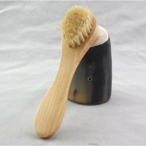 Wooden Handle Face Cleansing Brush for Facial Exfoliation Natural Bristles for Dry Brushing Scrubbing LX8708