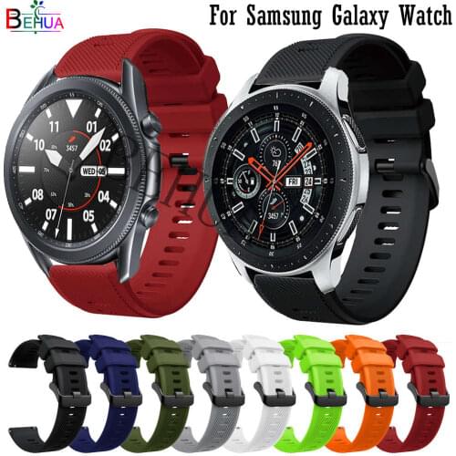 BEHUA Silicone 22mm Watchband For Samsung Galaxy Watch 3 45mm / Galaxy Watch 46mm Strap Smart Wristband Bracelet Belt