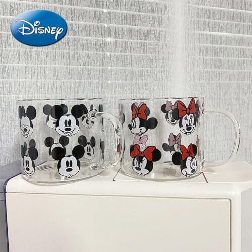 Disney Cartoon Cute Mickey Minnie Glass Student Breakfast Milk Cup Water Cup Mug Starbucks Cup