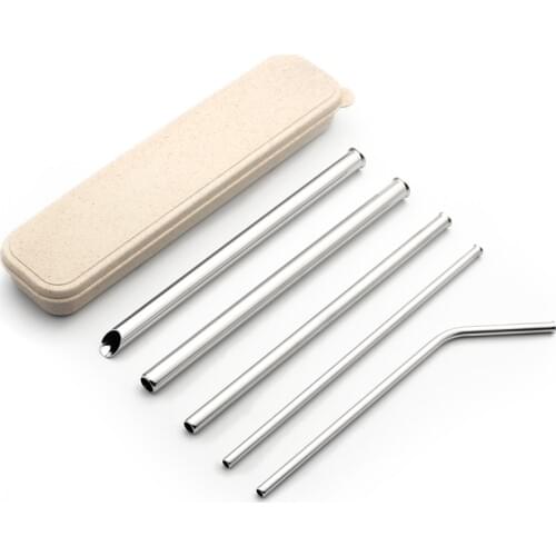 Scratch-proof 304 Stainless Steel Pipette for Children Adults Heat-resistant Tea Thick Beveled Metal Drinking Straw EcoFriendly