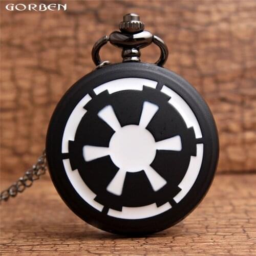 Vintage Cool Star Wars Pocket Watch Necklace Galactic Empire Badge Pendant Watch Chain For Kids Children Reloj De Bolsillo Cute
