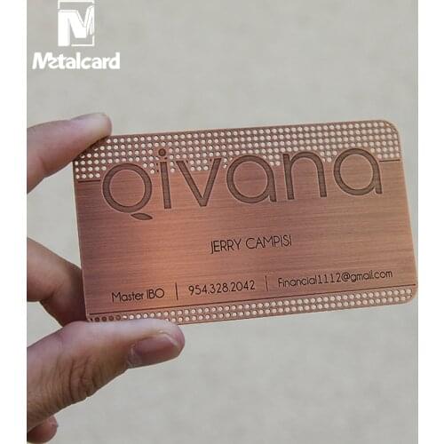 High-grade red bronze business card stainless steel brushed business card hollow metal card custom