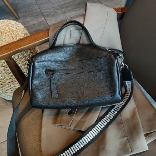 WOONAM Fall Winter New Bag Top Hide Genuine Calf Leather Large Boston Shoulder Bag Wb1218