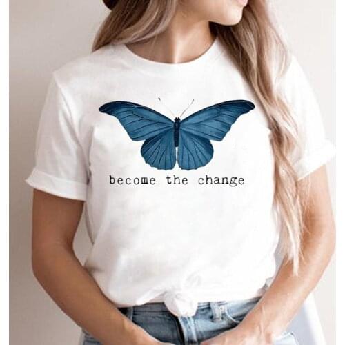 Women T Shirt Tee Lady Graphic Short Sleeve Fashion Cartoon T-shirt Butterfly Trend New Top Clothes Female 90s Clothing
