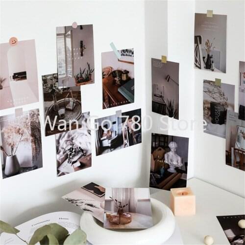 15Pcs Ins Style Simple Life Artistic Photos Paper Wall Sticker Literary Atmosphere Home Decoration Accessories for Living Room