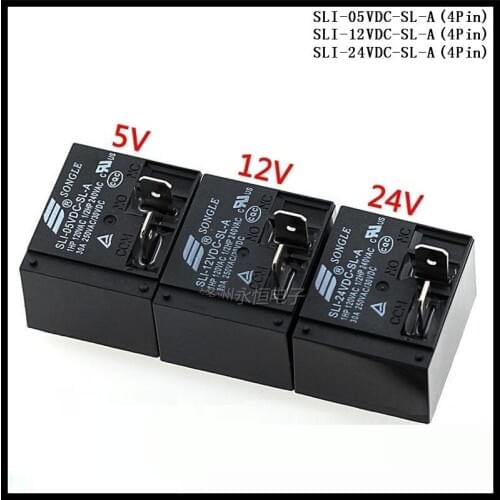 2pcs/Lot SONGLE Power Relay SLI-05VDC-SL-A / SLI-12VDC-SL-A / SLI-24VDC-SL-A 4Pin 5V 12V 24V 30A T93