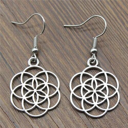 25x20mm Simple Small Flower Of Life Charm Dangle Earring Charming Drop Earring Women Dropship Suppliers