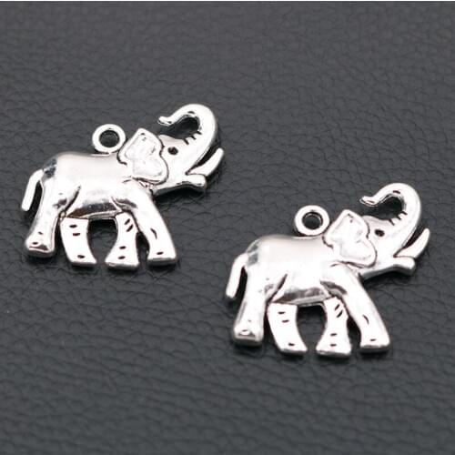 WKOUD 3pcs Silver Color Elephant Metal Pendant DIY Necklace Keychain Manual Jewelry Findings 32*30mm A785
