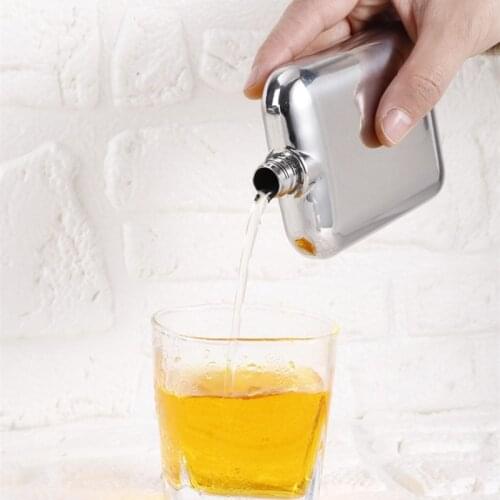 304 Stainless Steel Whiskey Beverage Square Portable Bottle, Leakproof Liquor Hip Flask for Outdoor Camping