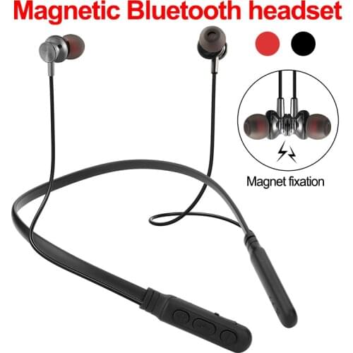 40 PCS Wholesale Bluetooth Earphone Sport Wireless Headphones for iPhone Neckband Magnetic Headset Handfree Earbuds with Mic