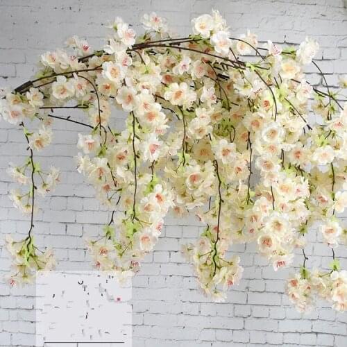 50PcsArtificial Cherry Blossom Branch Flower Wall Hanging Sakura 150cm for Wedding Centerpieces Artificial Decorative Flowers