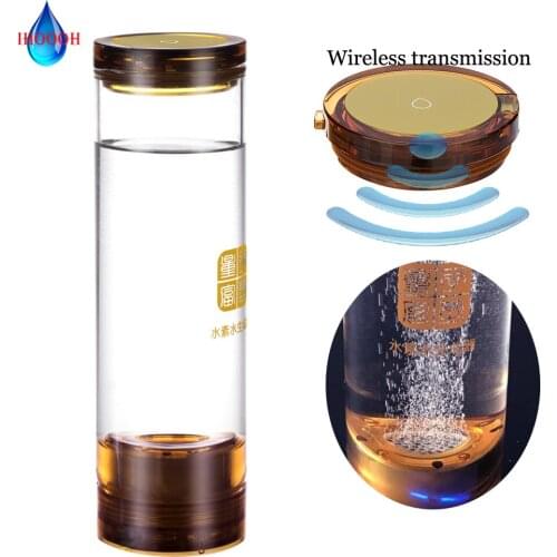 H2 Ionizer Anti-Aging Hydrogen Water Generator DuPont SPE/PEM Titanium Electrolysis Rechargeable 600ML Glass Water Bottle