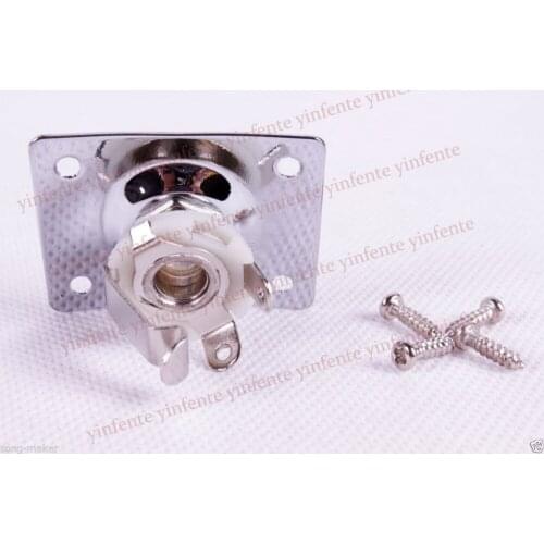 Free shipping 3pcs Chrome Metal Dented Output Plate w/ Jack for Guitar Parts