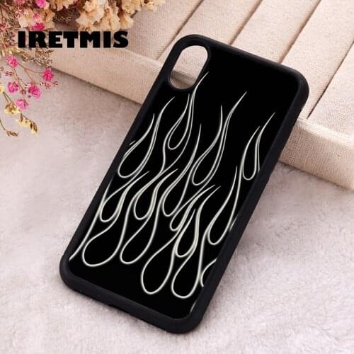 Iretmis 5 5S SE 2020 Phone Cover Case for iPhone 6 6S 7 8 Plus X Xs XR 11 12 Mini Pro Max Silicone TPU Black Flame