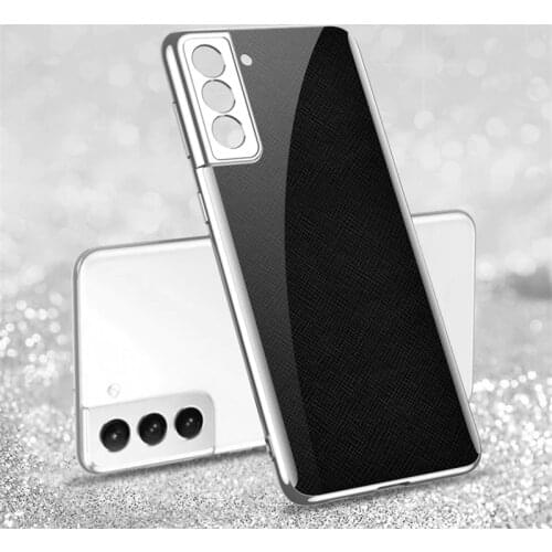 For Samsung Galaxy S21 Plus S21 Ultra Case Luxury Plating Tempered Glass Soft TPU Bumper Hard Cover for Samsung Galaxy S21 5G