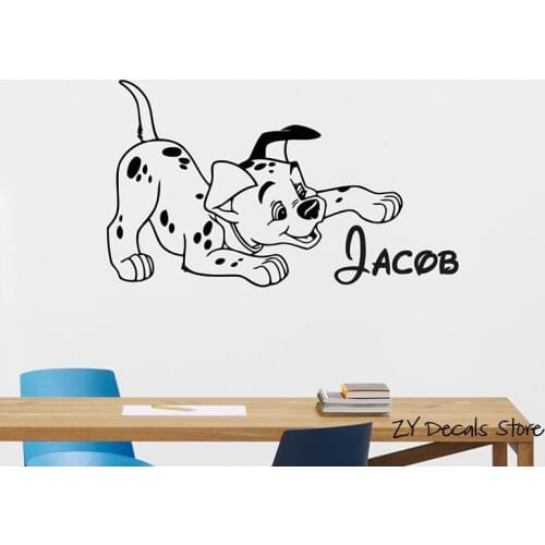 Dalmatian Personalized Name Wall Decal Pets Dog Vinyl Sticker Custom Decor Removable Art Mural For Nursery Kids Baby Room L494