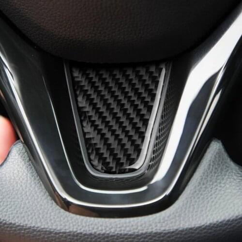 Genuine Carbon Fiber Car Steering Wheel Decorative Cover Stickers For Honda fit/Jazz (2014-2018)