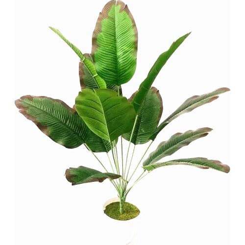66CM 12Fork Artificial Palm Plants Green Plastic Banana Tree Branch Indoor Fake Potted Hotel Balcony Home Decor Accessories