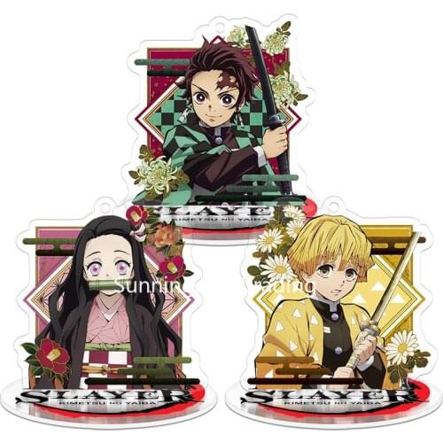 Kimetsu no Yaiba Anime Peripheral Acrylic Model Doll Keychain Kamado Nezuko Agatsuma Zenitsu Acrylic Keyring Figure Toy